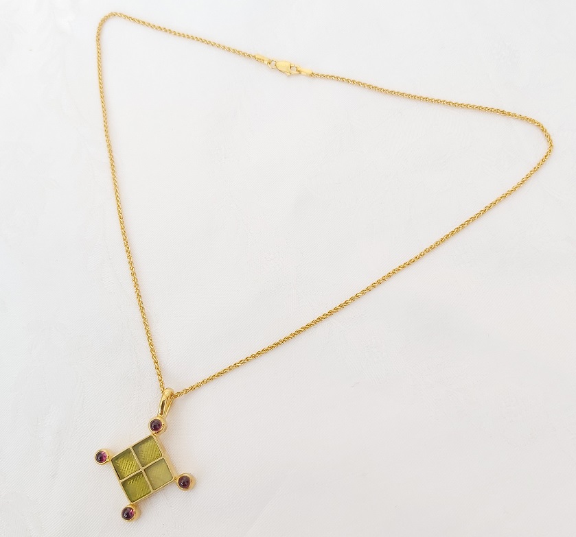 Anglo Saxon Merovingian Moldavite garnet pendant