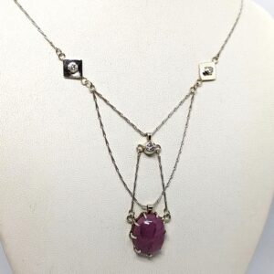 1920’s Pink Sapphire & Diamond Necklace