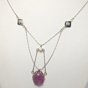 1920’s Pink Sapphire & Diamond Necklace