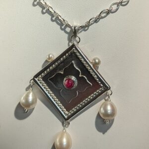 Book of Hours 15th Century Flower Diamond pendant