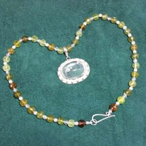 Viking inspired Rock Quartz and Garnet necklace